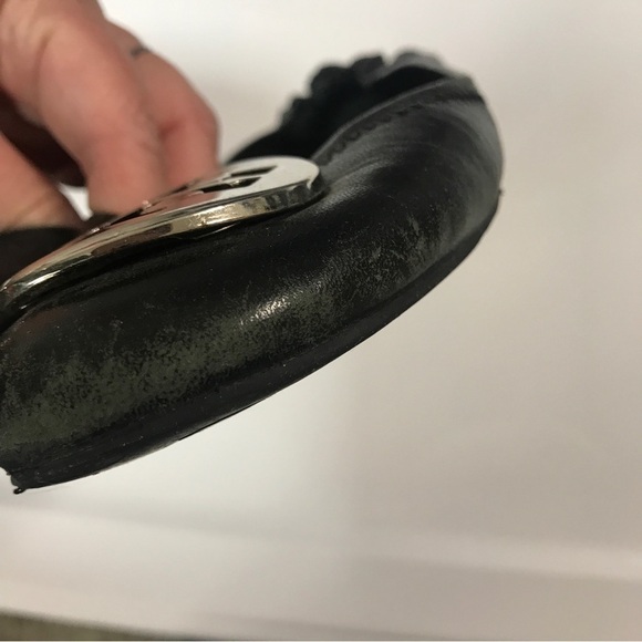 Tory Burch reva leather black  silver ballerina flats size 7M - Picture 12 of 12